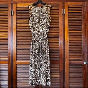 Michael Kors Zebra Print Midi Dress - Black and Tan